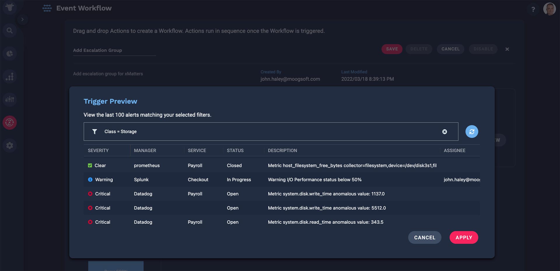 trigger preview in correlation engine