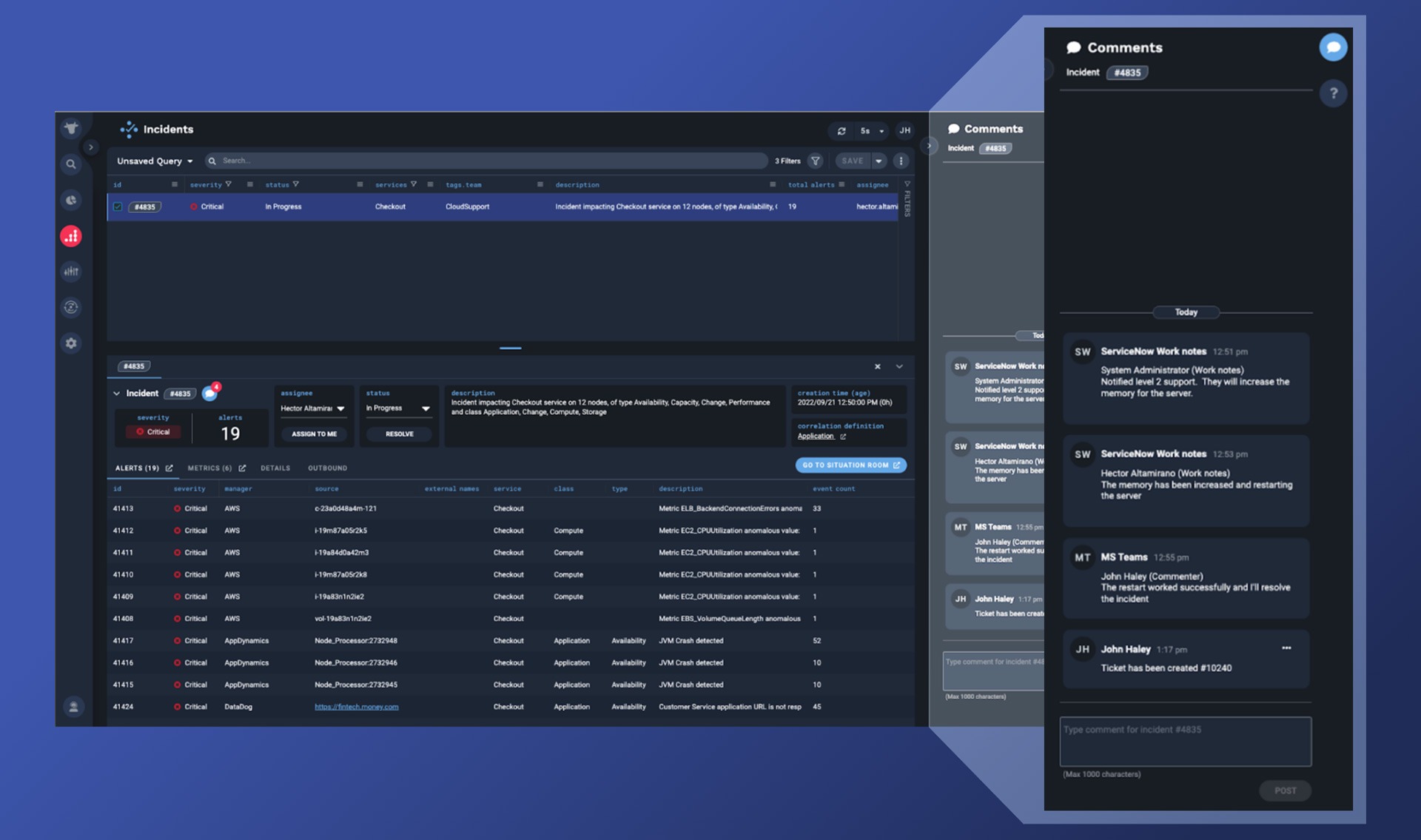 Moogsoft Cloud Dashboard